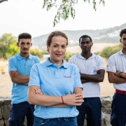 Belén Barea, coordinadora de Cortijo Román, junto a sus compañeros de trabajo.